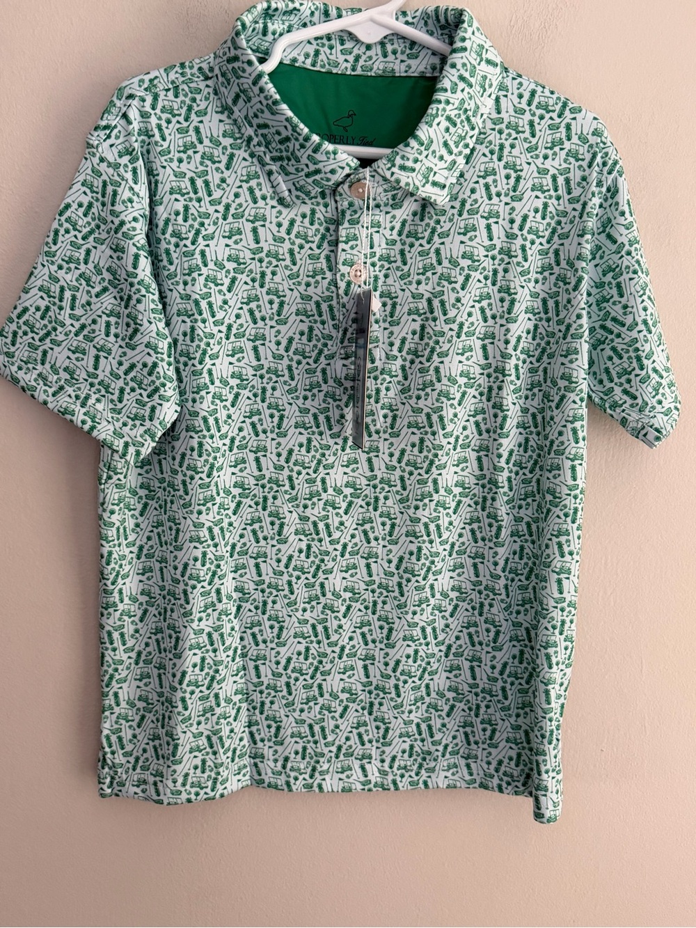 Properly Tied Green Golf Performance Polo